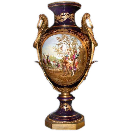 Large Bleu Royal Sevres Porcelain Vase For Sale at 1stdibs