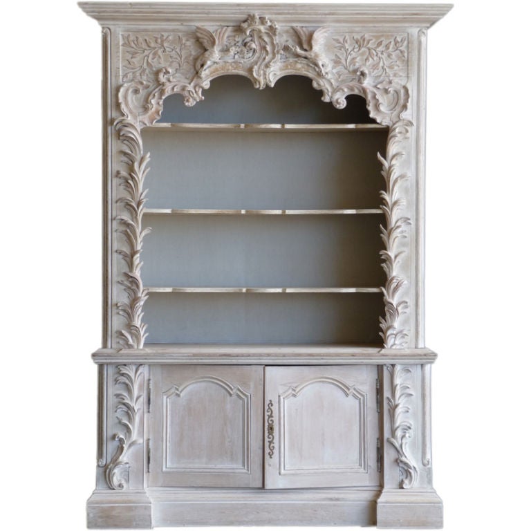 Rococo Style Limed Wood Bookcase at 1stDibs rococo bookcase