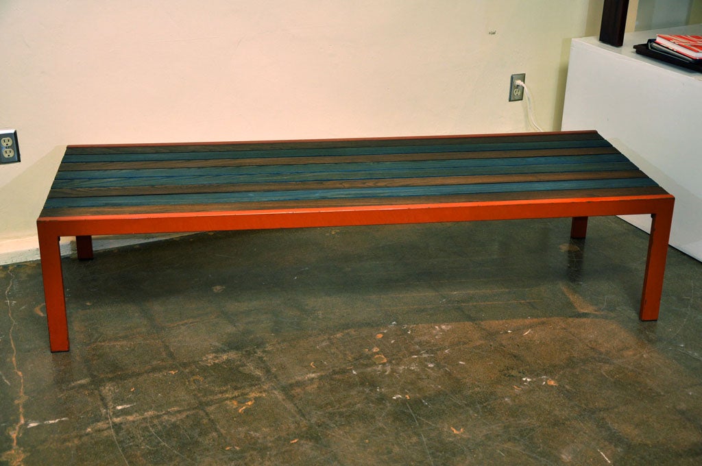 Van Keppel and Green dyed ash and painted metal coffee table at 1stDibs