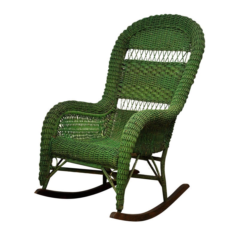 Vintage Wicker Rocking Chair at 1stDibs