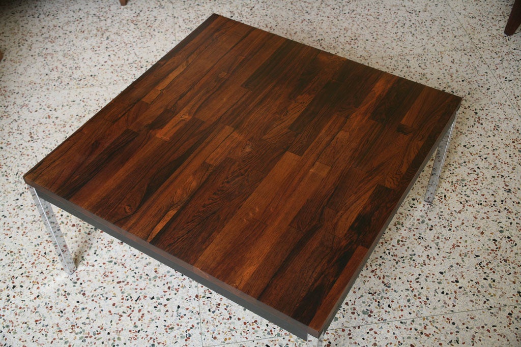 Solid Brazilian Rosewood Staved and Chrome Table For Sale at 1stdibs