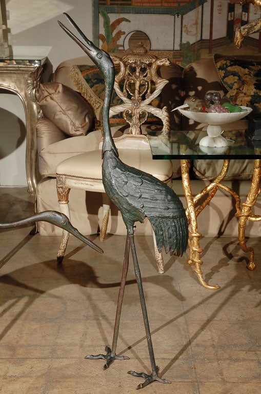 Pair of Antique Iron Cranes For Sale at 1stDibs