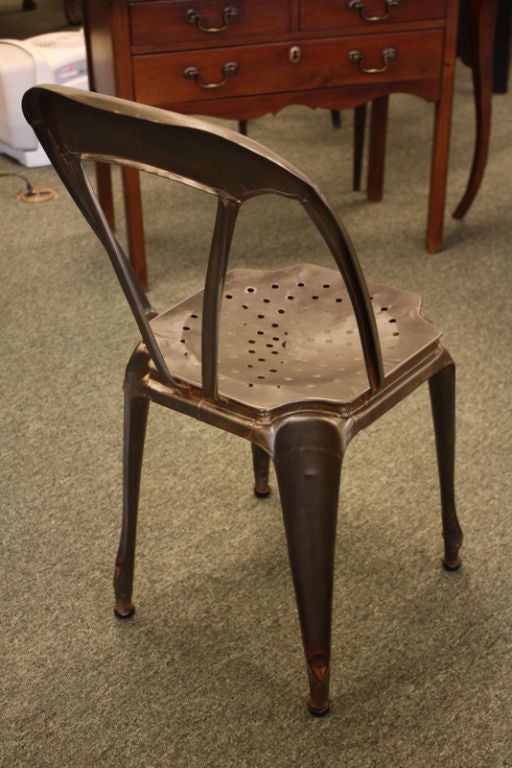 Pair of French Industrial Steel Bistro Chairs at 1stdibs