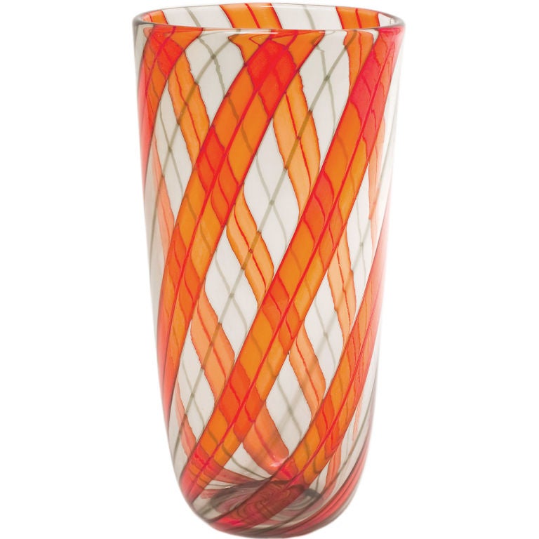 Murano Glass Ribbon Vase For Sale at 1stDibs