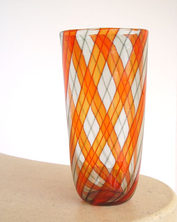 Murano Glass Ribbon Vase For Sale at 1stdibs