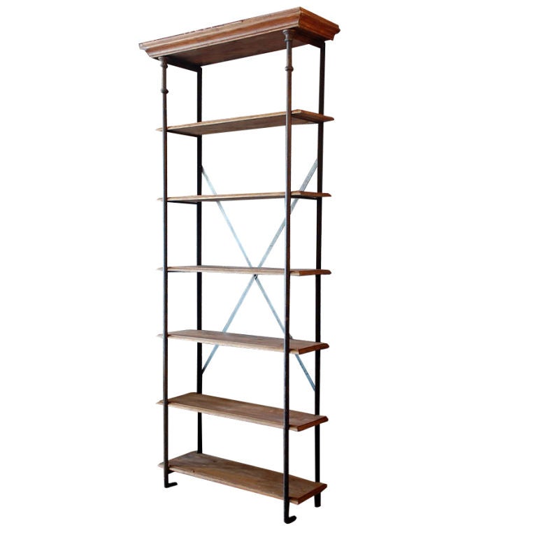 Tall French industrial bookcase / shelves at 1stDibs tall industrial