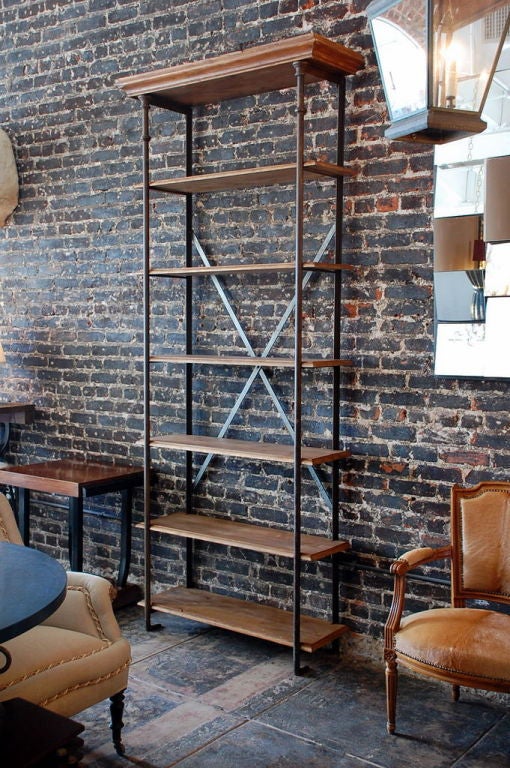 Tall French industrial bookcase / shelves at 1stDibs tall industrial