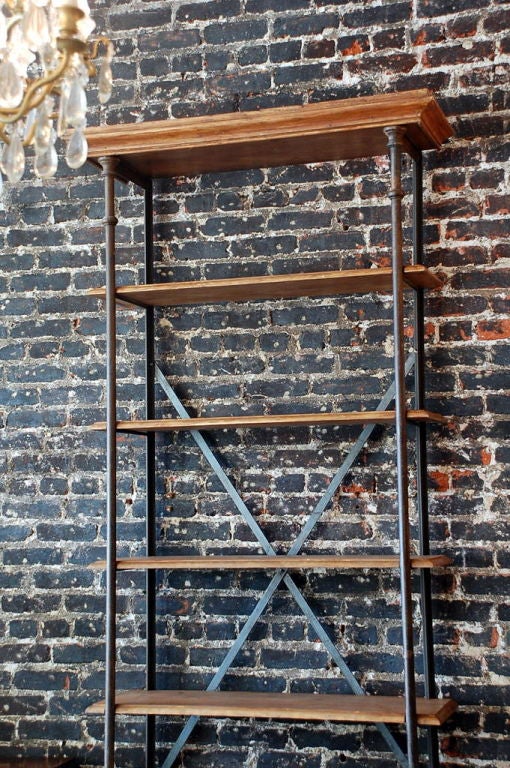 Tall French industrial bookcase / shelves at 1stDibs tall industrial