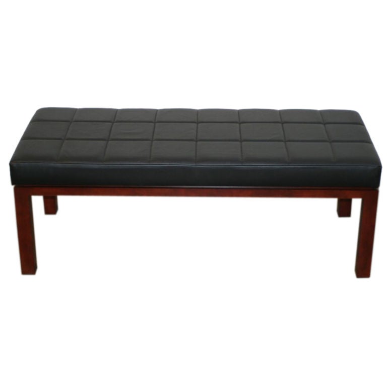 Black leather tufted bench at 1stDibs