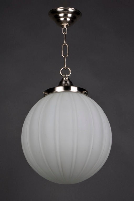An antique frosted ribbed glass globe pendant at 1stDibs ribbed glass