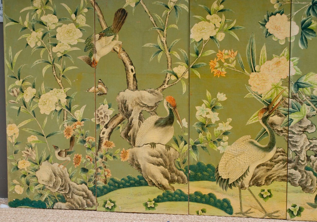 GRACIE Roomsized Hand Painted Wallpaper Screen at 1stDibs