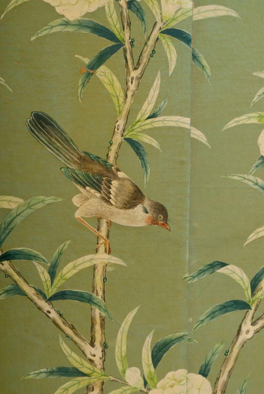 GRACIE Roomsized Hand Painted Wallpaper Screen at 1stDibs