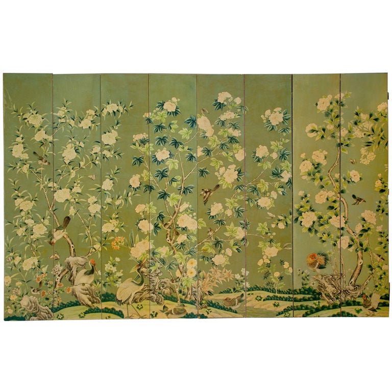 GRACIE Roomsized Hand Painted Wallpaper Screen at 1stDibs