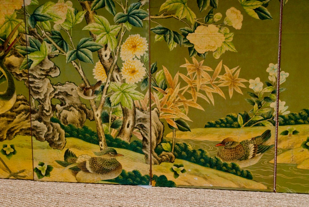 GRACIE Roomsized Hand Painted Wallpaper Screen at 1stDibs
