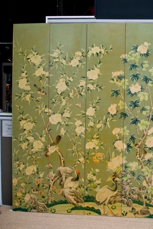 GRACIE Roomsized Hand Painted Wallpaper Screen at 1stDibs