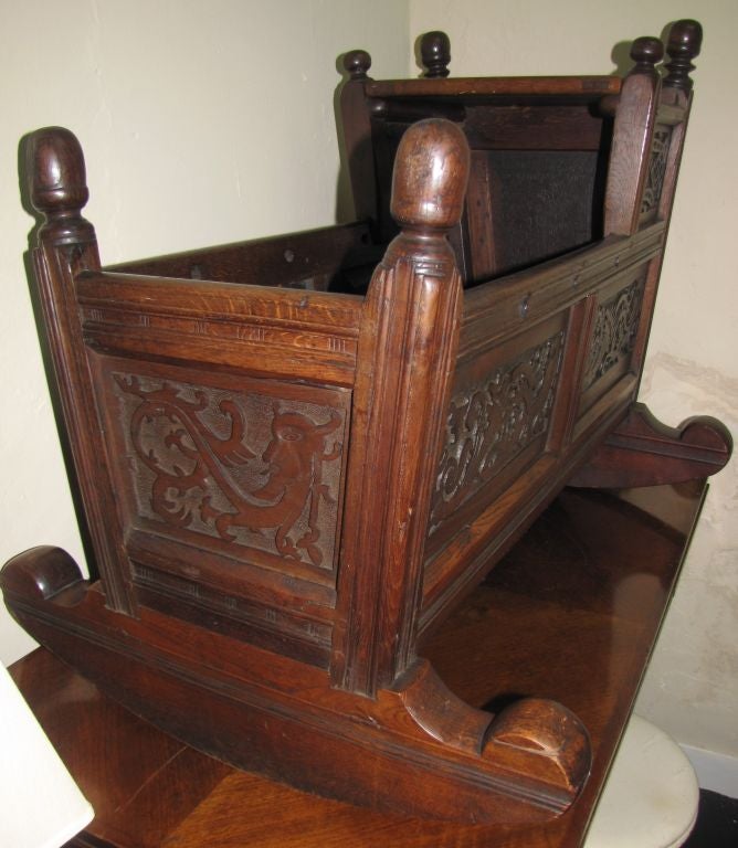 Carved Wood Cradle For Sale at 1stdibs