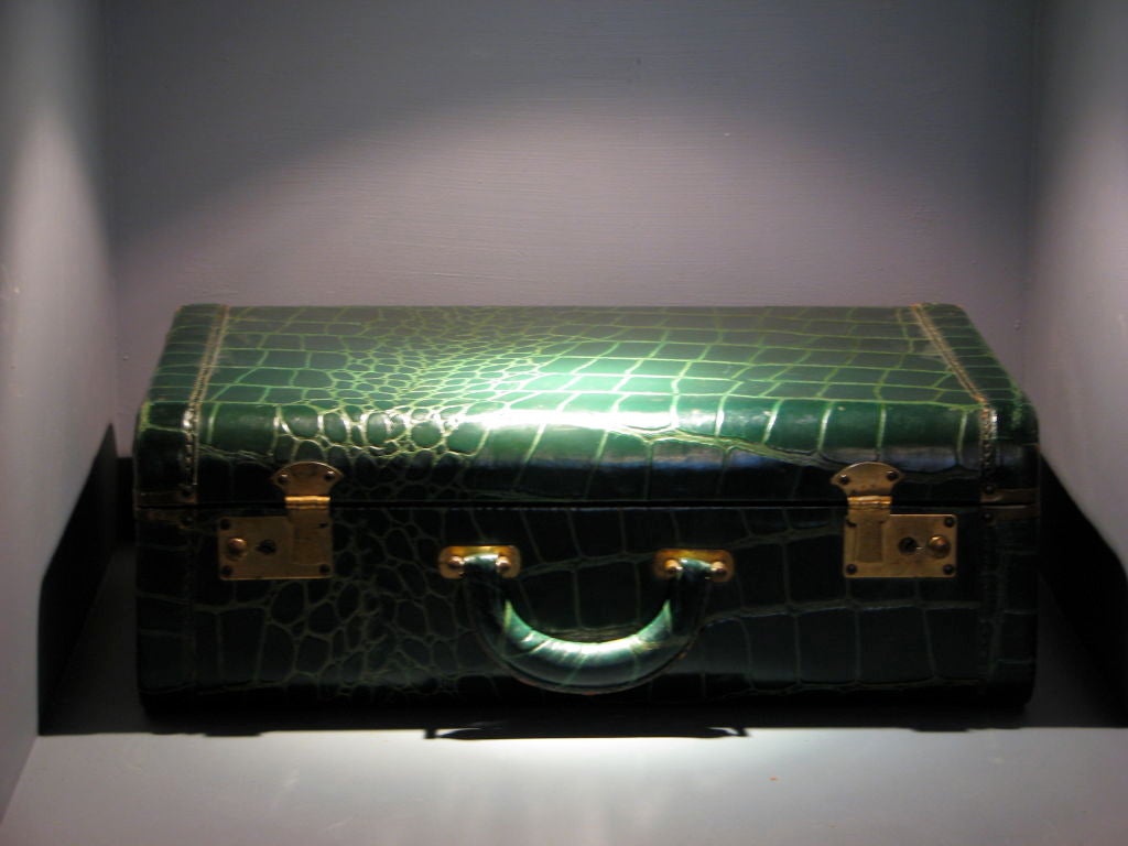 Emerald Green Crocodile Embossed Leather Luggage Suitcase at 1stDibs emerald green suitcase