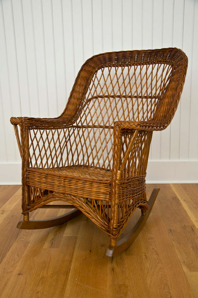 Natural Antique Wicker Rocker at 1stDibs