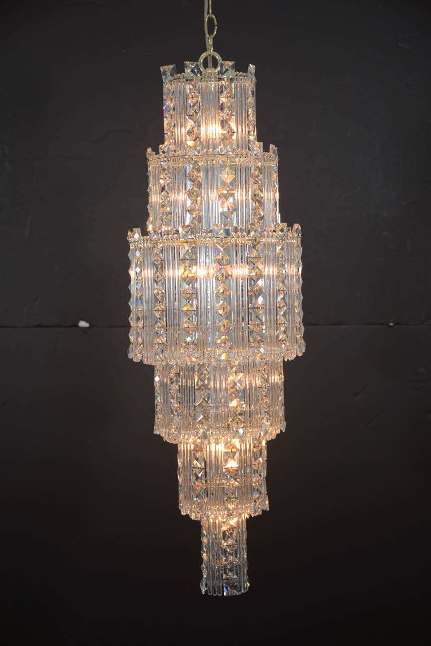 MidCentury Modern Crystal Chandelier For Sale at 1stdibs