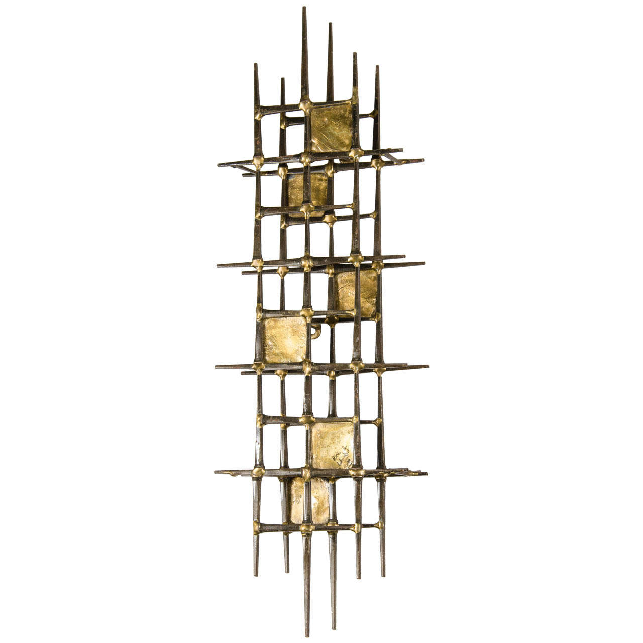 MidCentury Brutalist Brass Wall Sculpture by Ron Schmidt at 1stDibs