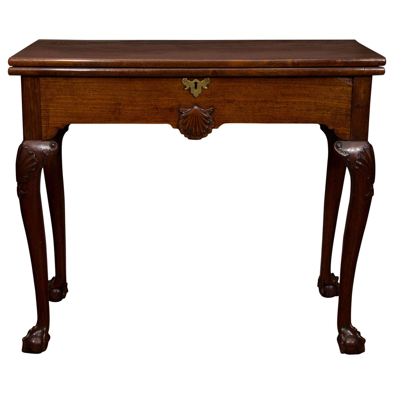 18th Century Irish Mahogany Rectangular Top Fold Over Card Table For