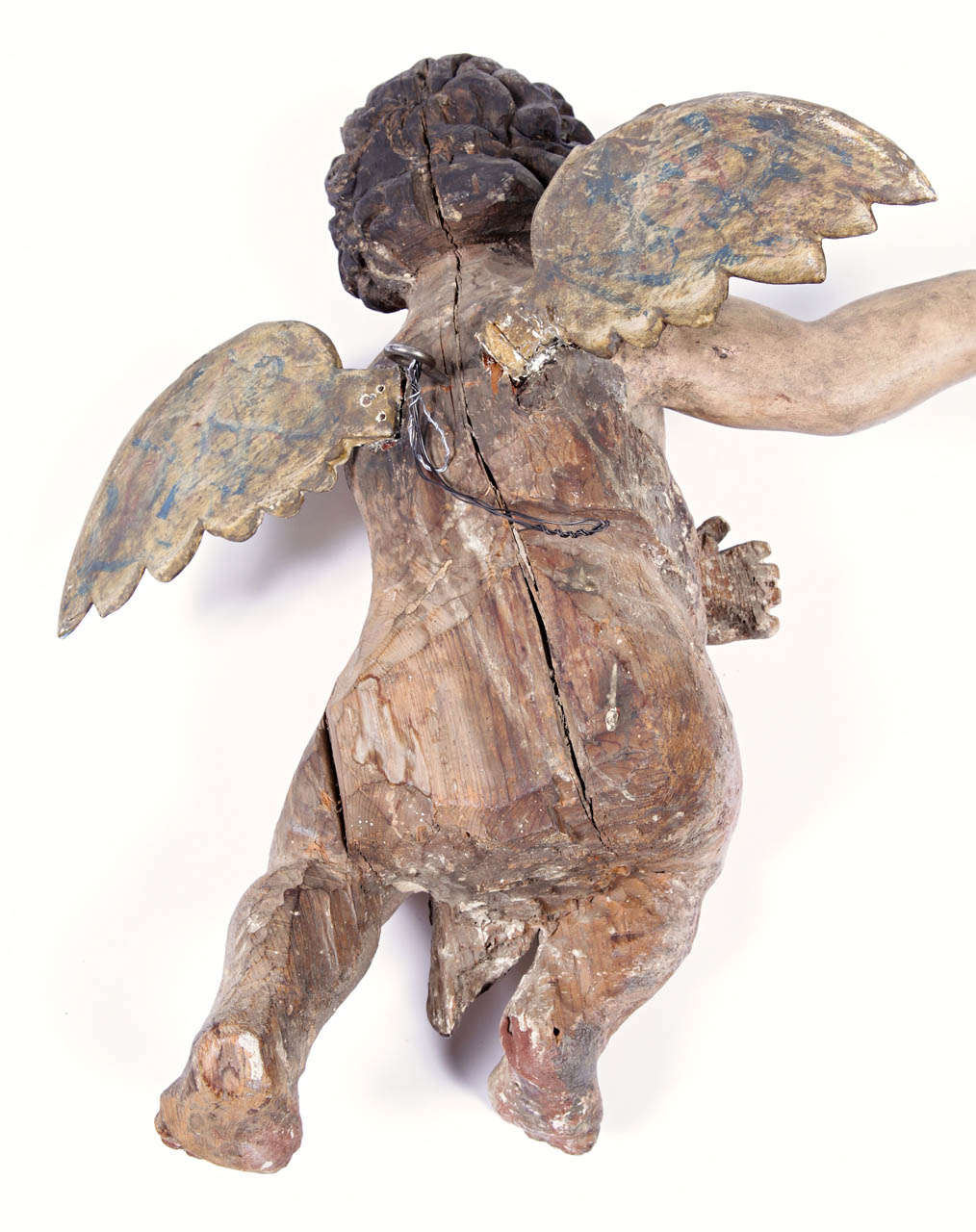Pair of 18th Century Italian Carved Polychrome Cherubs Sculptures with