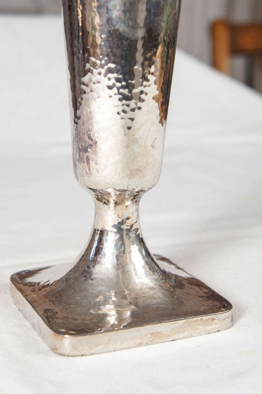 Trumpet Form Silver Plated Victorian Vase For Sale at 1stDibs