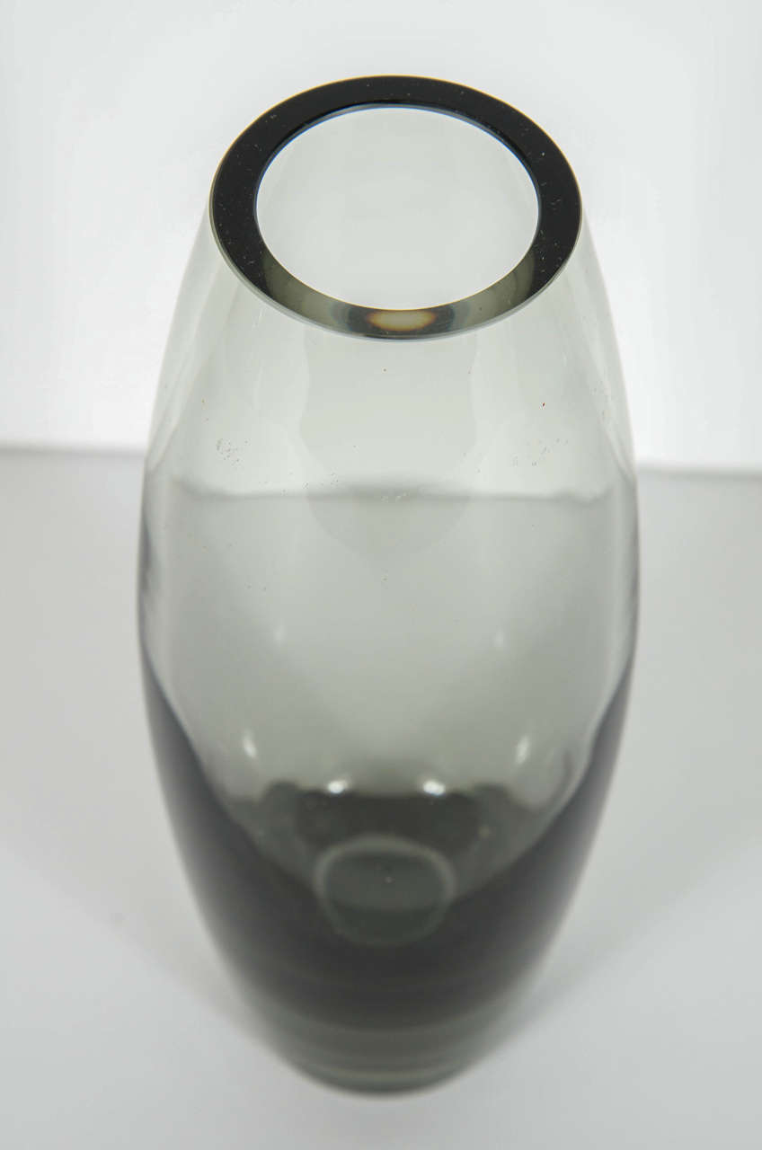 MidCentury Modernist Handblown Smoked Glass Vase by Holmegaard at 1stDibs