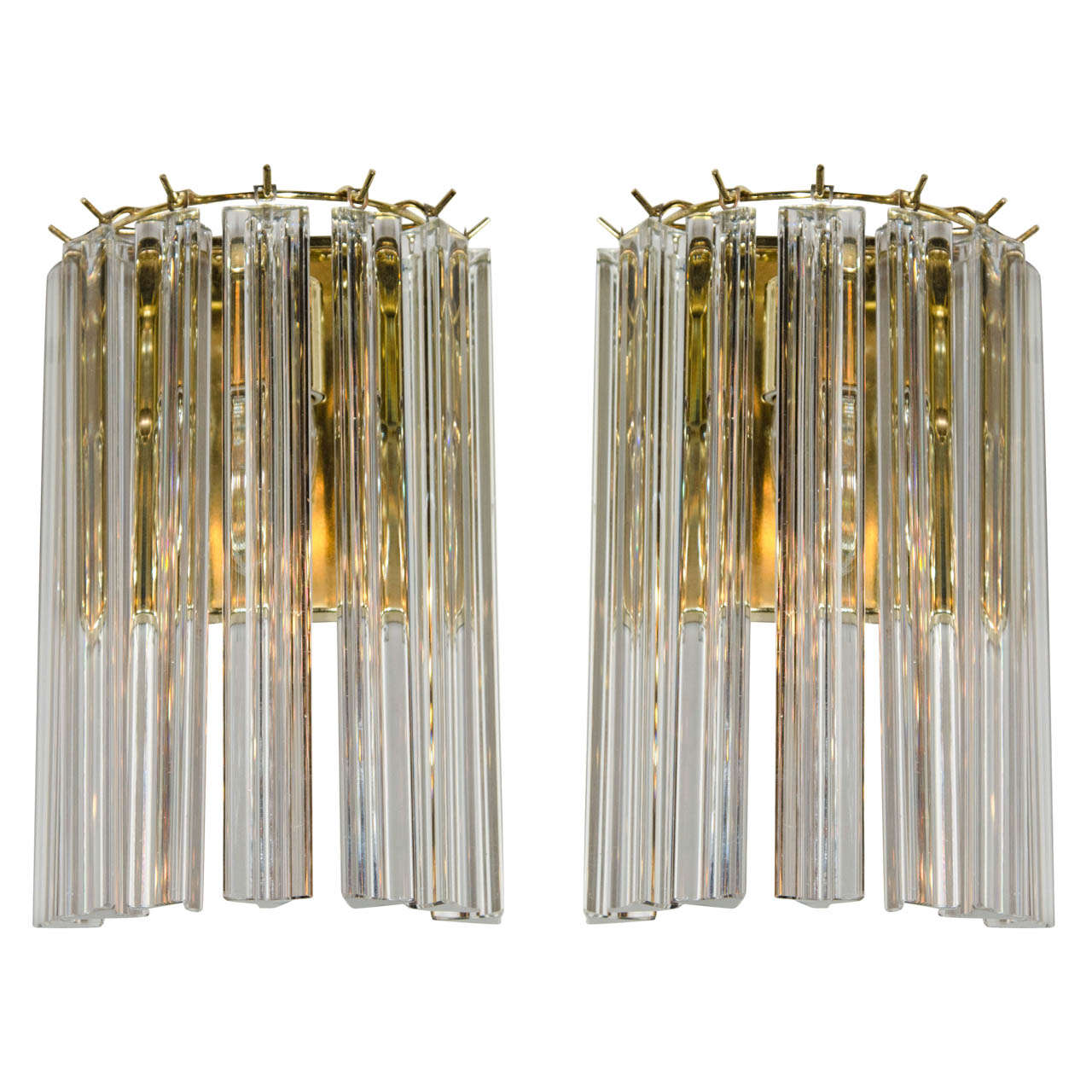 Lux Pair of Murano Glass Prism Sconces by Camer at 1stDibs