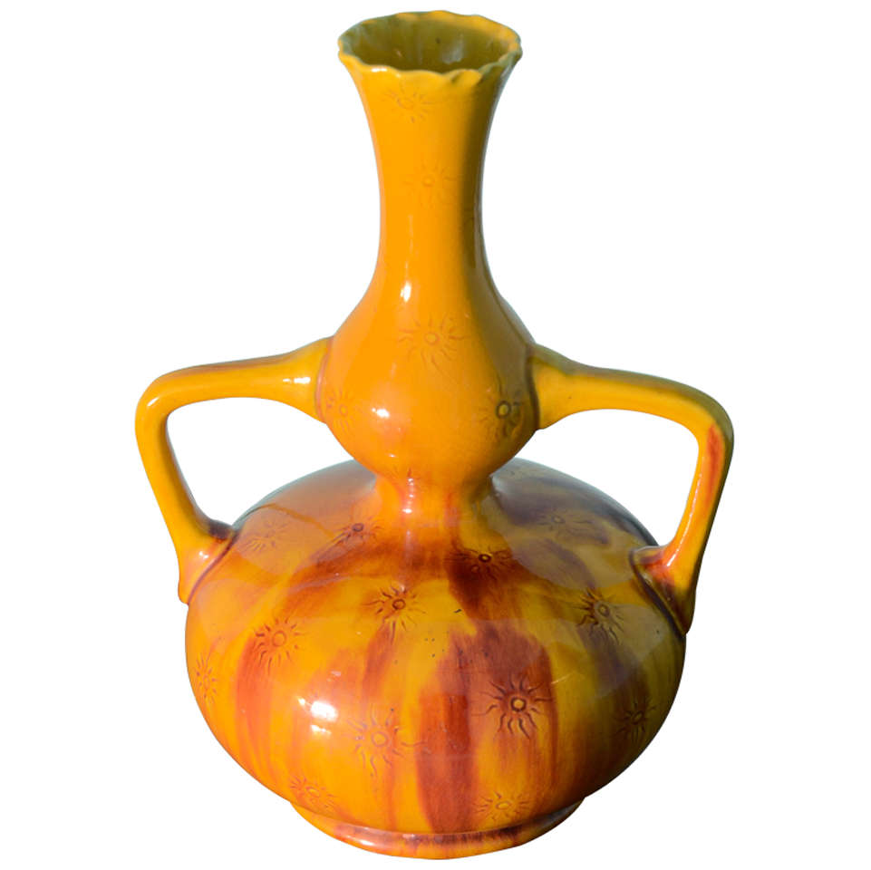 Burmantofts Yellow Glaze Vase, English 19th Century For Sale at 1stDibs