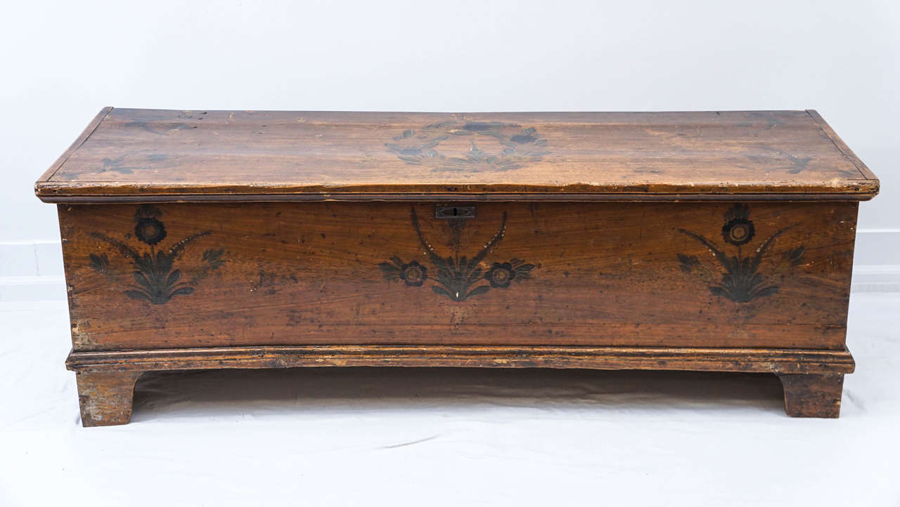 Old Painted Wooden Blanket Chest at 1stDibs