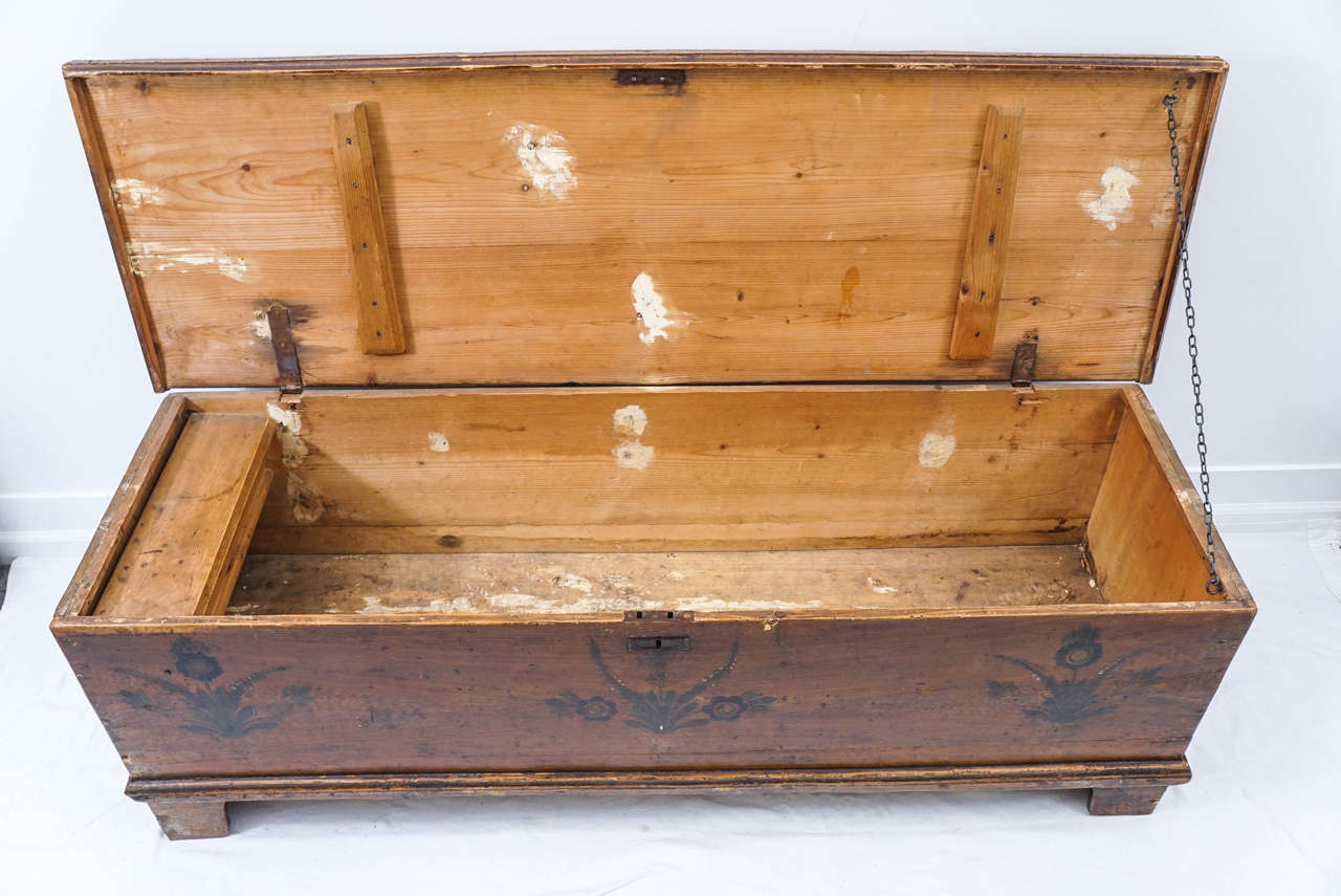 Old Painted Wooden Blanket Chest at 1stDibs