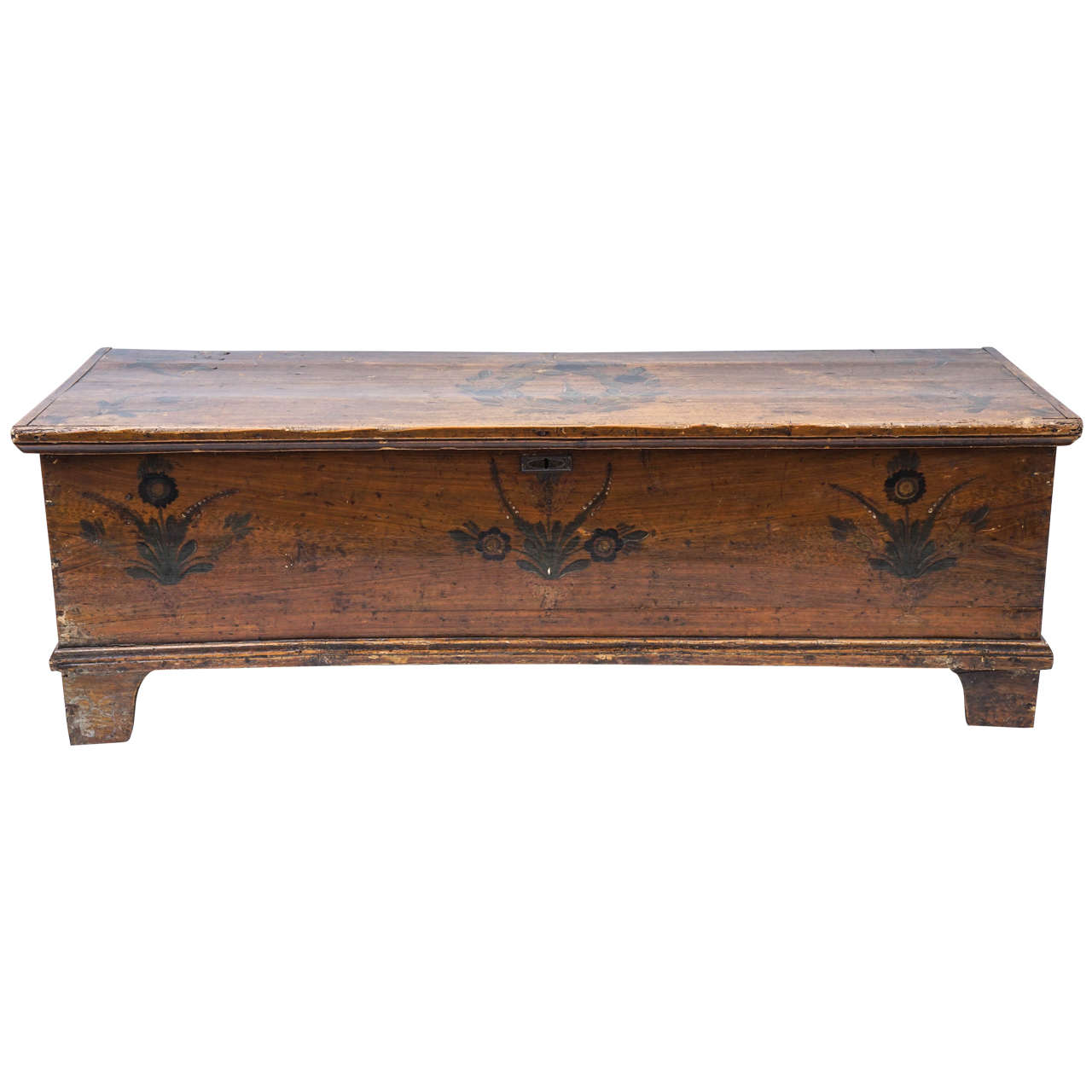 Old Painted Wooden Blanket Chest at 1stDibs