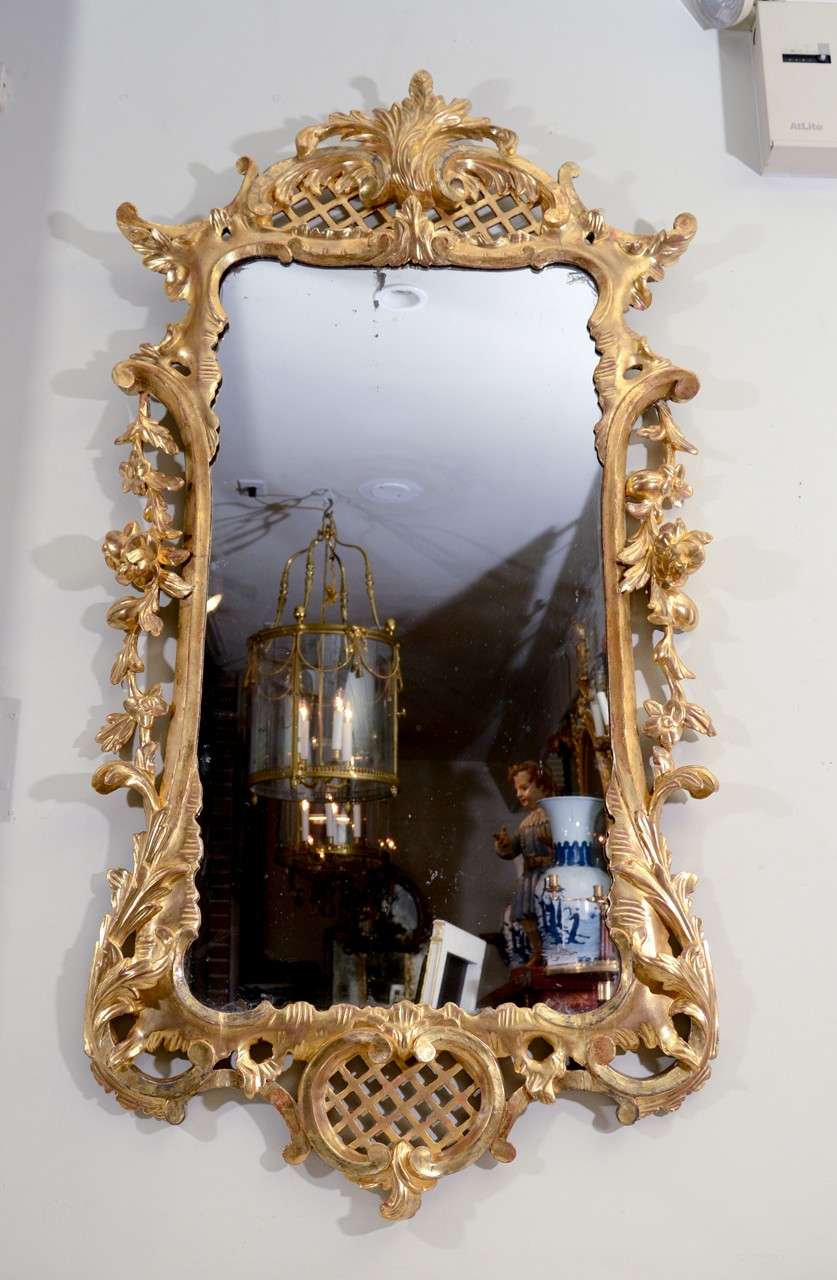 Unusual II Carved Giltwood Mirror For Sale at 1stdibs