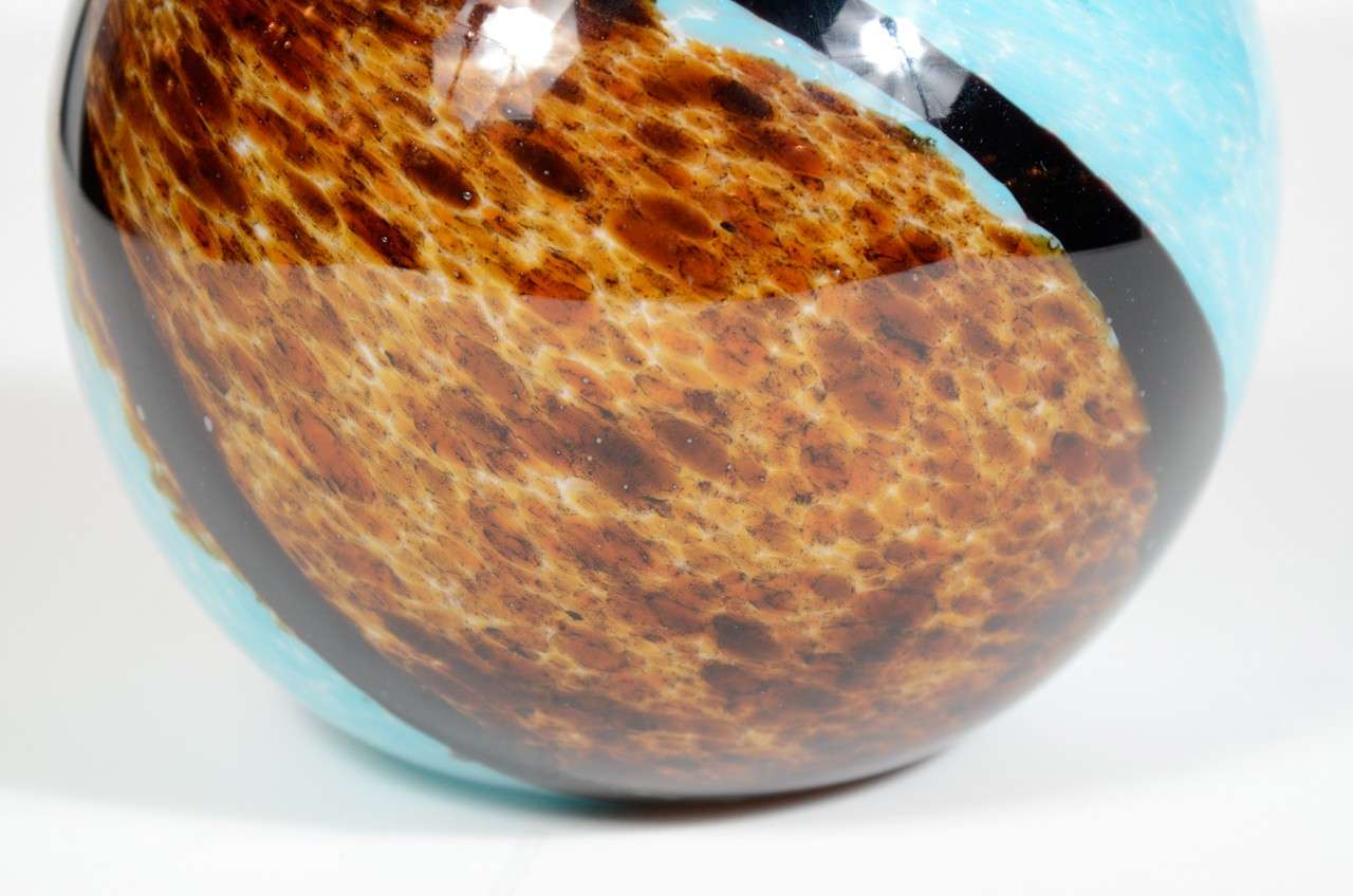 MidCentury Spiral Hand Blown Murano Glass Round Vase at 1stDibs