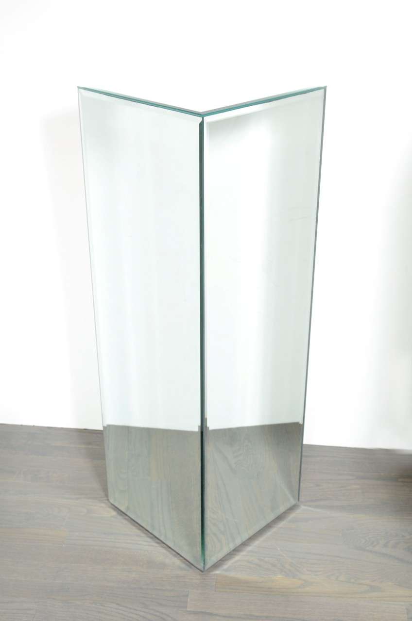 Modernist Hand Beveled Mirrored Pedestal For Sale at 1stDibs mirror