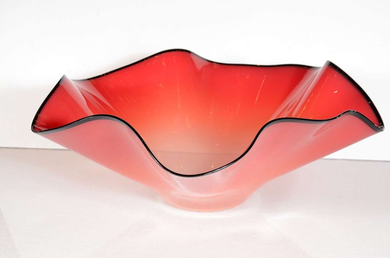 Large Art Glass Bowl in the manner of Chihuly at 1stDibs dale chihuly
