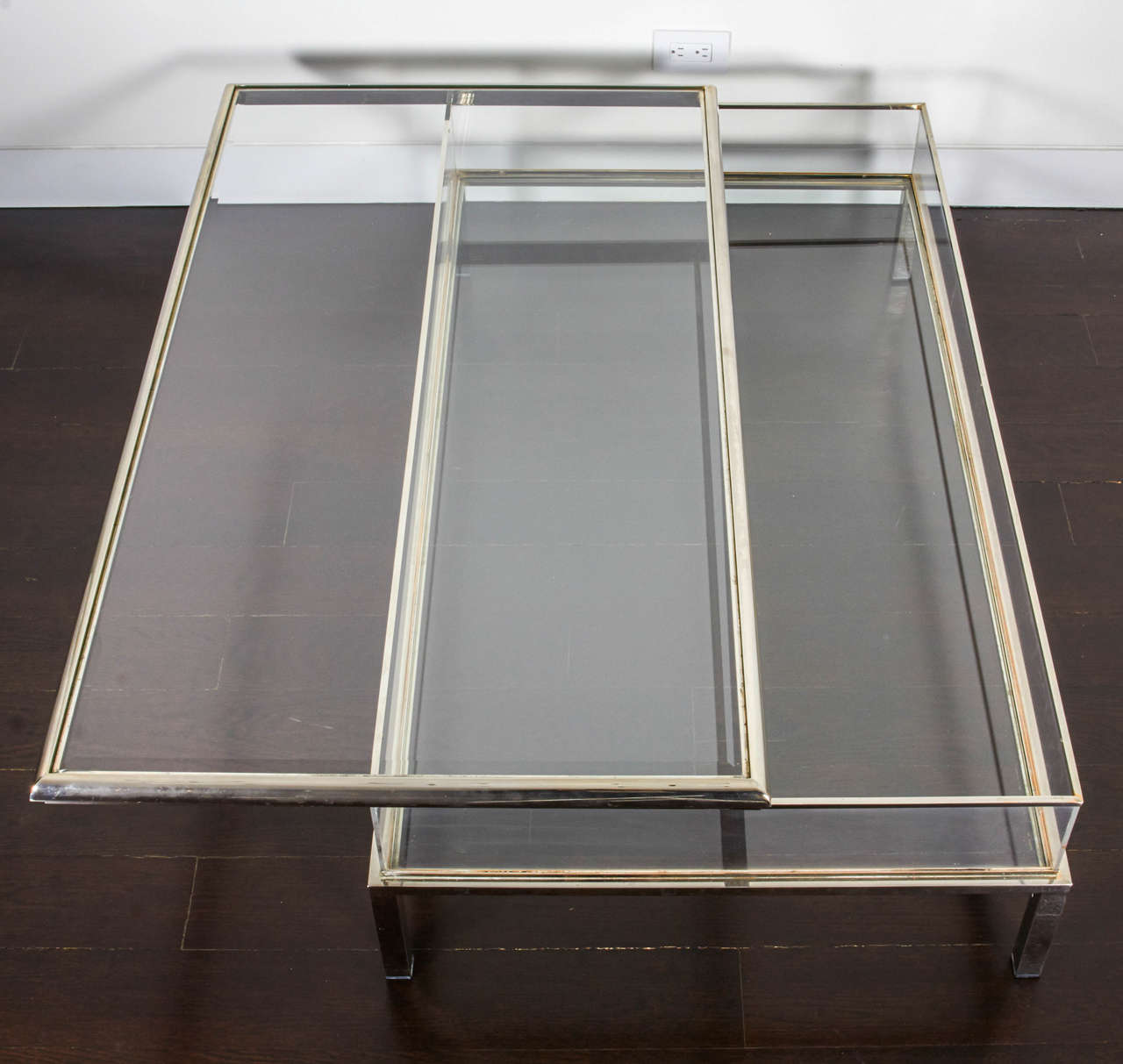Lucite, Glass and Stainless Steel Cocktail Table in the Manner of