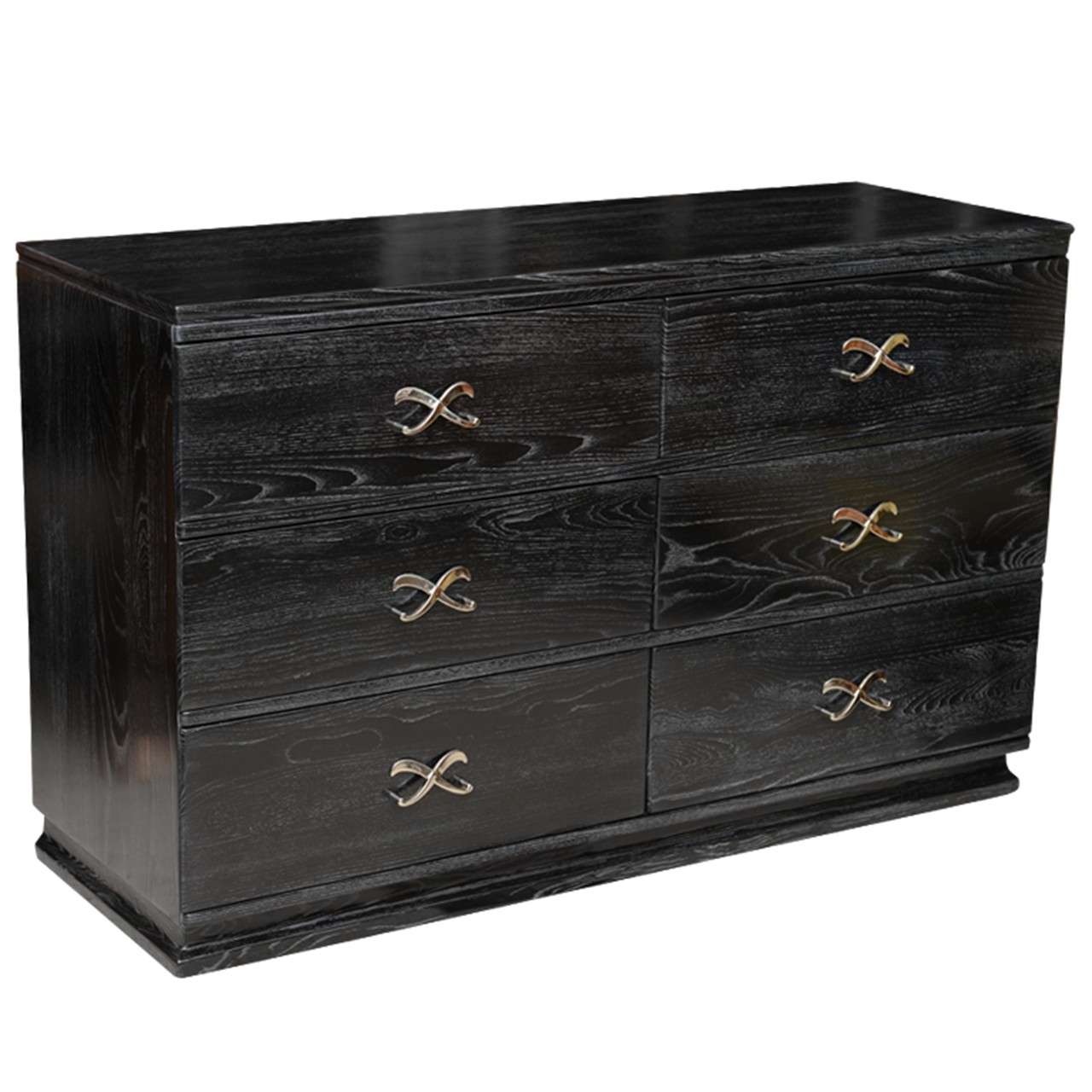 Cerused and Ebonized SixDrawer Chest by Lorin Jackson for Grosfield