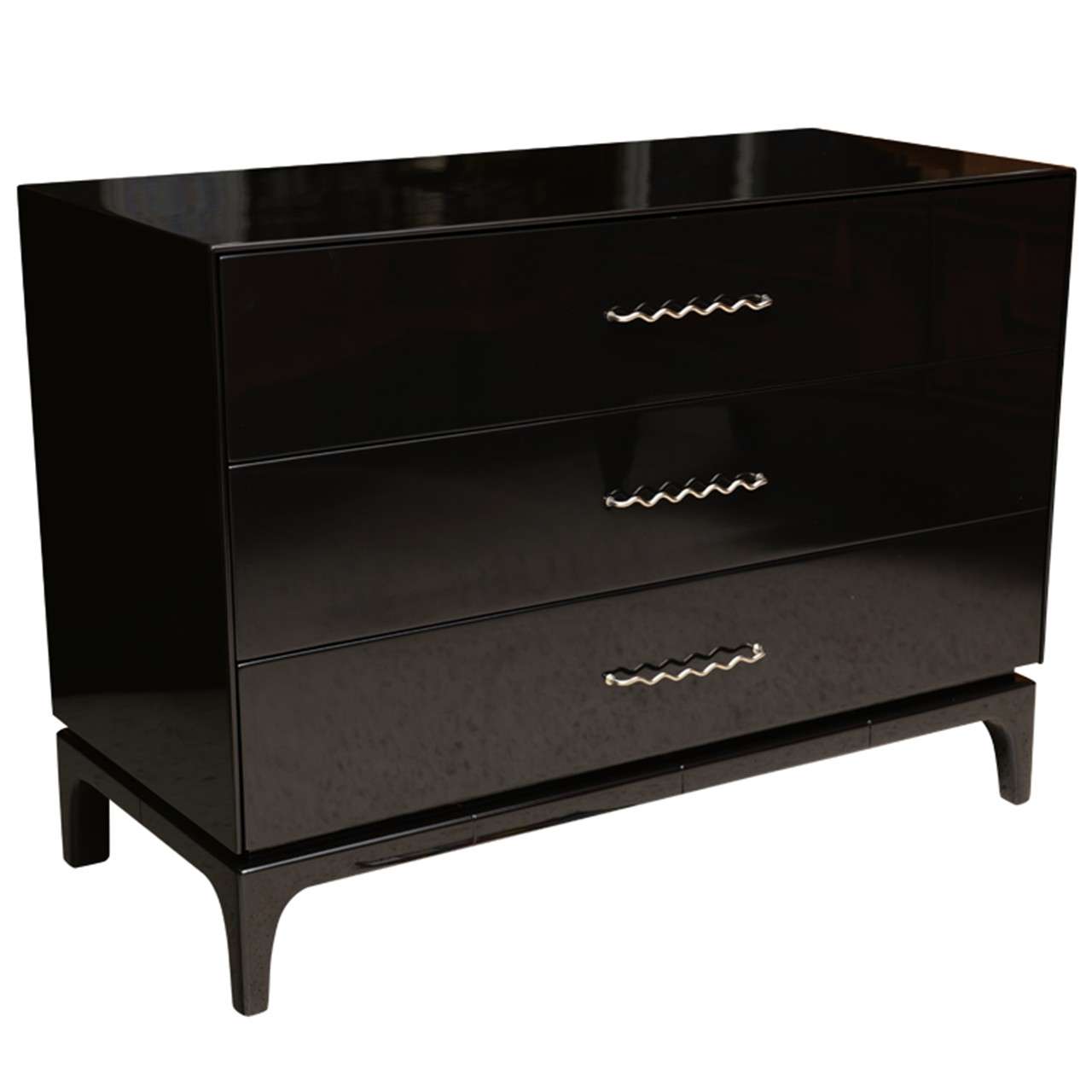 An Italian Modern Black Lacquer 3 Drawer Commode at 1stdibs