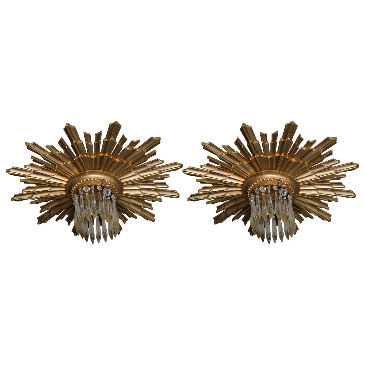 Art Deco Gilt Sunburst Chandeliers at 1stdibs
