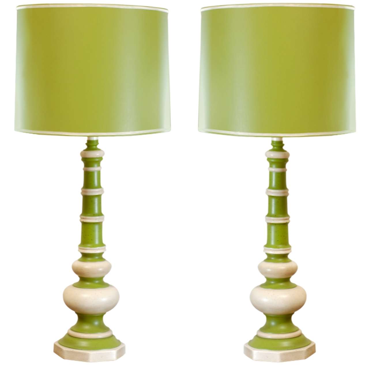 Pair of Ivory Color Textured Ceramic Lamps at 1stDibs