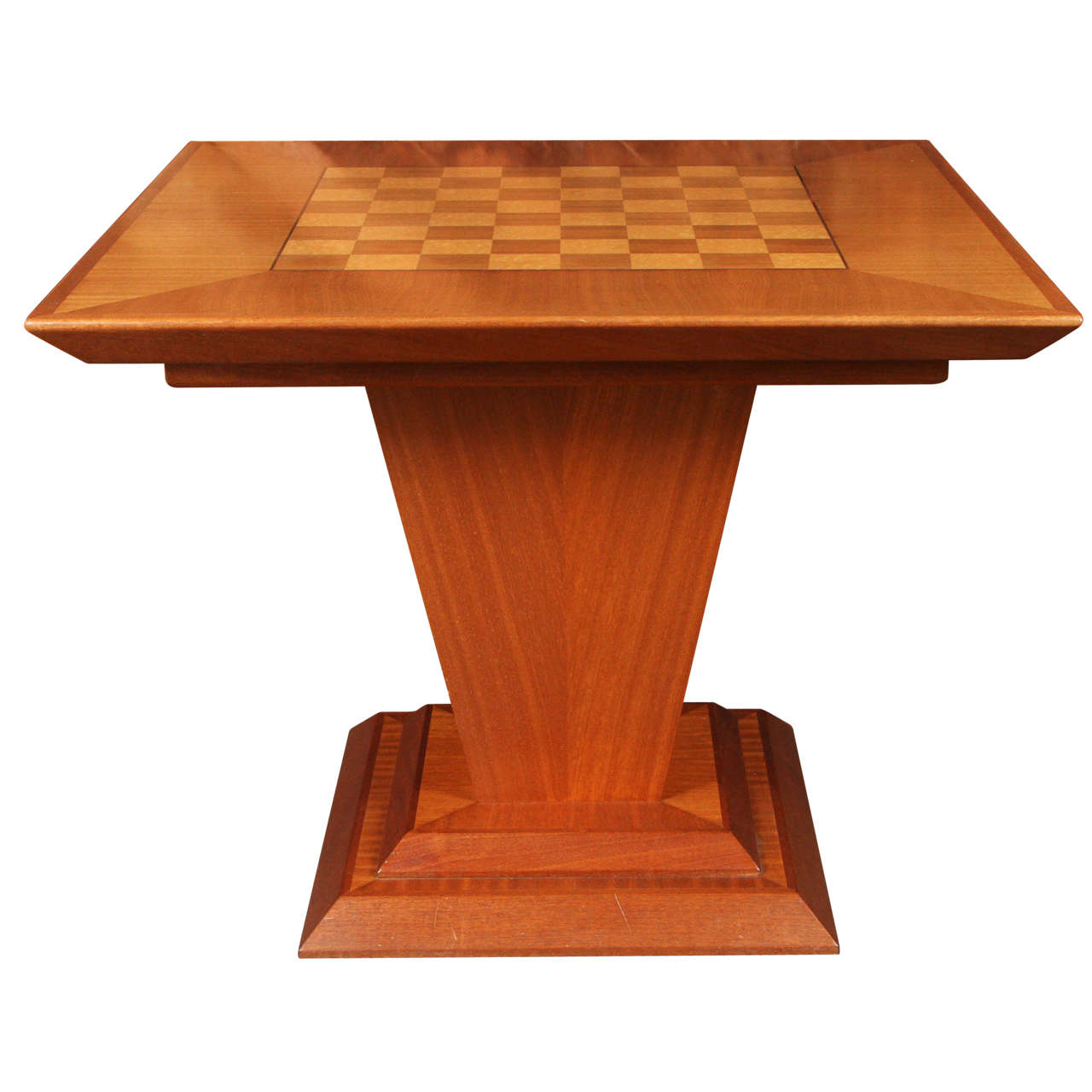 Vintage Chess and Game Table in Teak with Bird'sEye Maple Inlay at 1stdibs