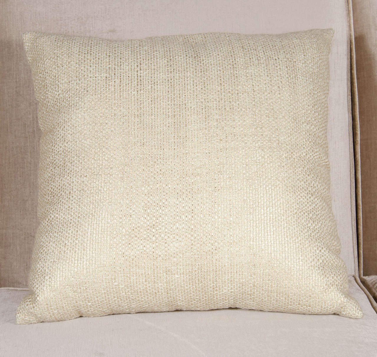 Custom Textured Woven Ivory Gold Pillows at 1stdibs
