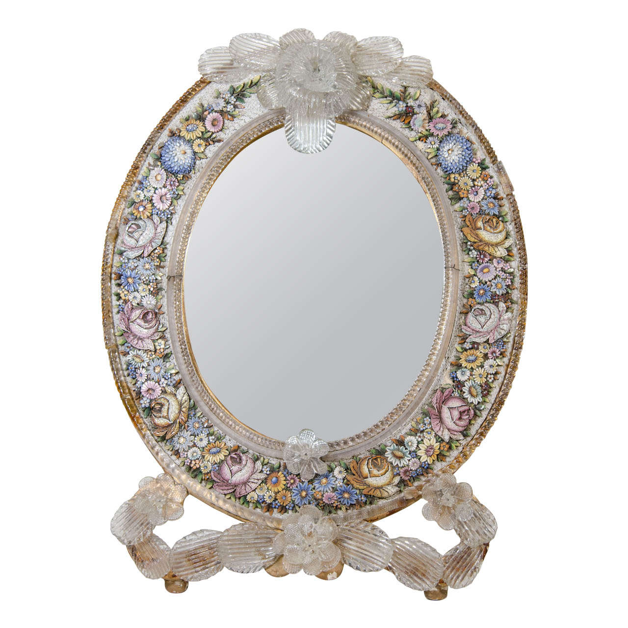 An Antique Micro Mosaic Table Mirror For Sale at 1stdibs