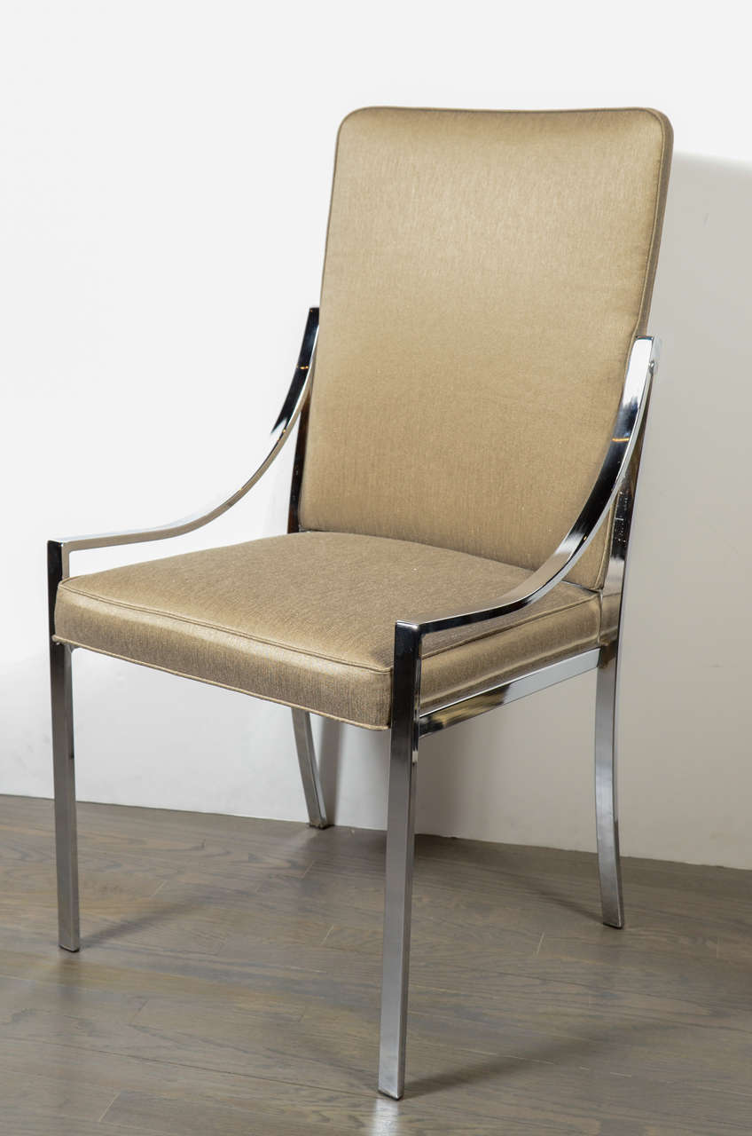 Pair of Sculptural Modernist Chrome Dining Chairs at 1stdibs