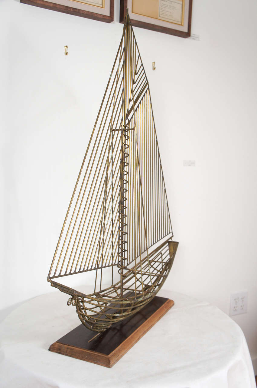 Curtis Jere, Metal Sail Boat Sculpture at 1stDibs