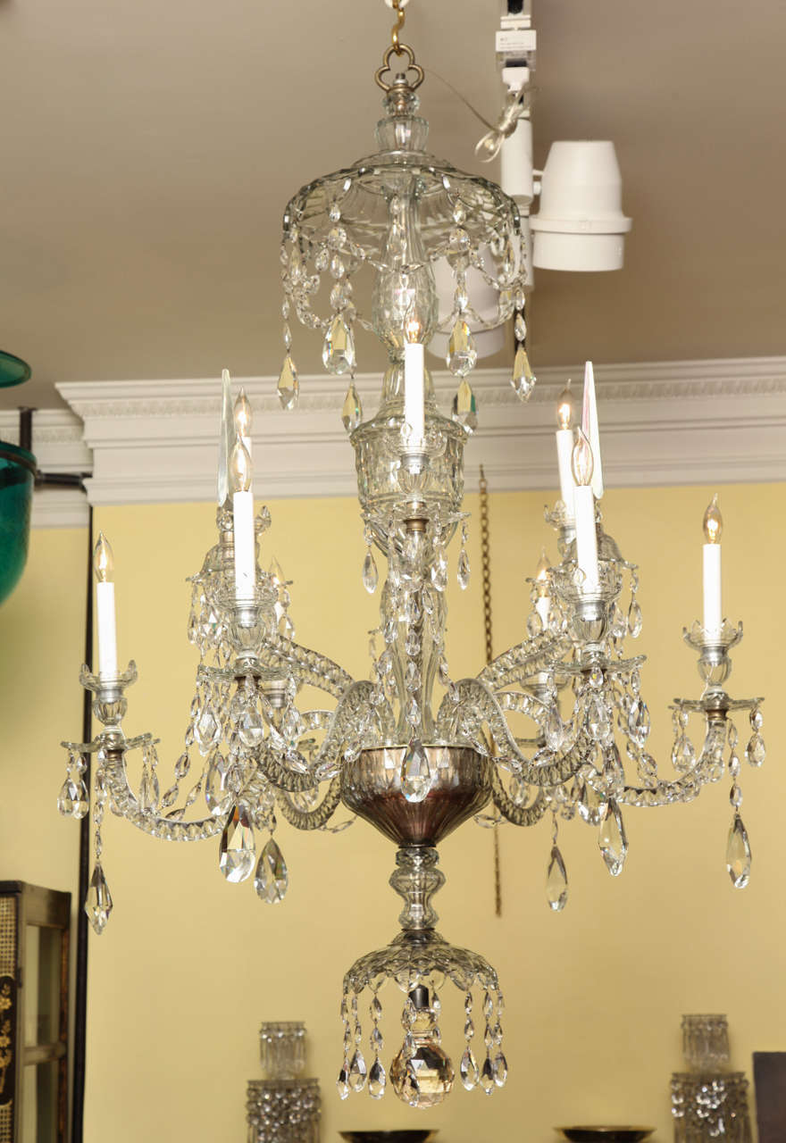 Antique Adam Style Cut Crystal Nine Light Chandelier, c.1900 at 1stDibs