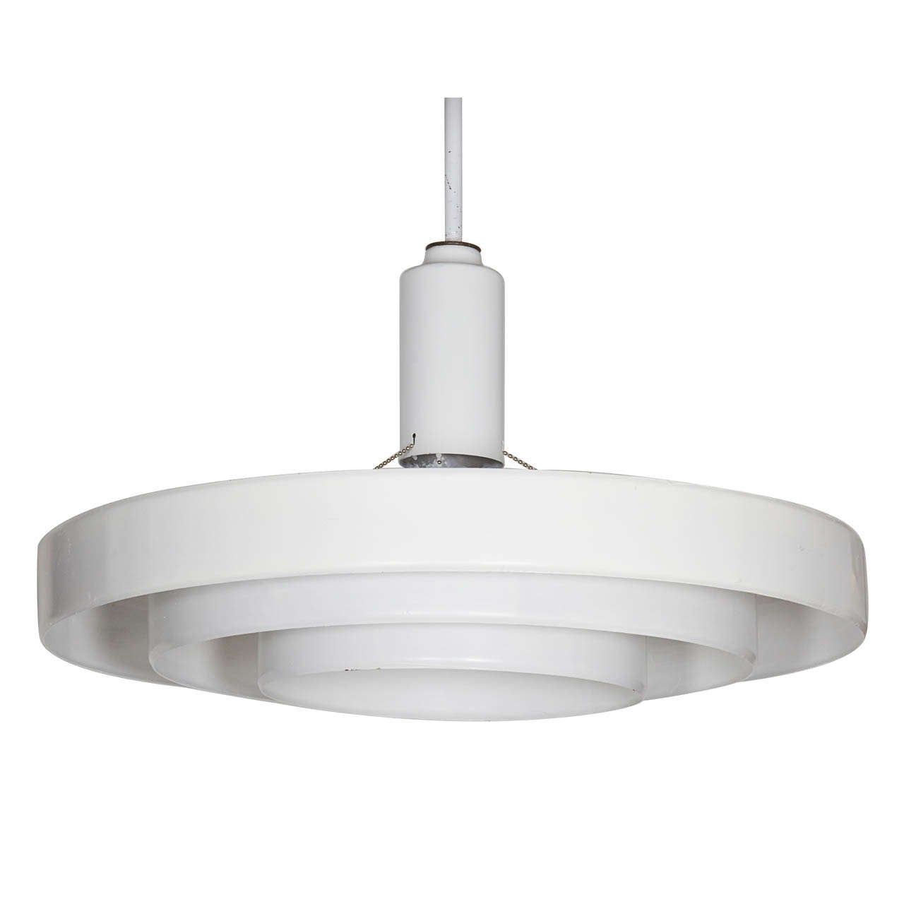 Minimalist White ThreeTier Saucer Pendant Light Fixture by Prescolite