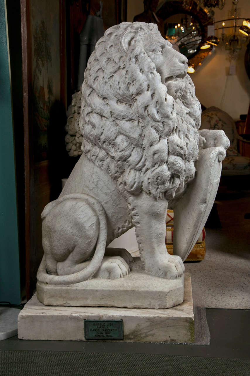 Carrara Marble Armorial Lions For Sale at 1stDibs marble lions for